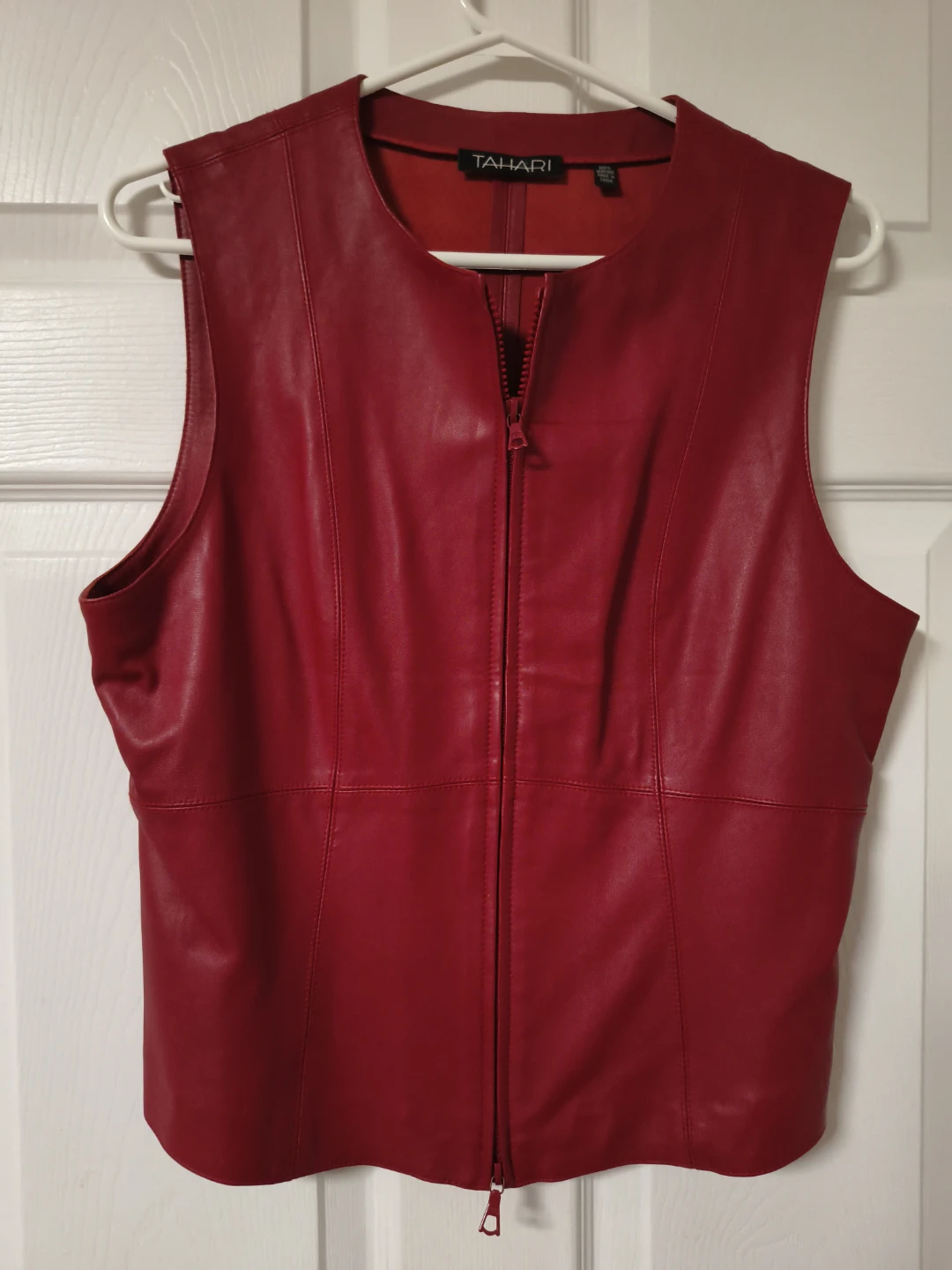 Tahari Red Leather Vest