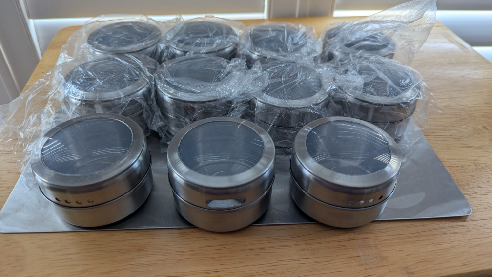 Set of 11 Magnetic Spice Jars Stainless Steel
