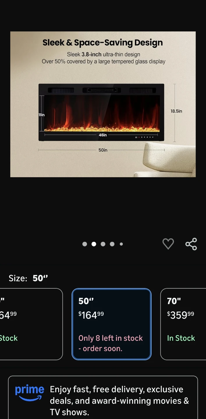 Realsmart 50 Inch Wall Mount Electric Fireplace - photo 2
