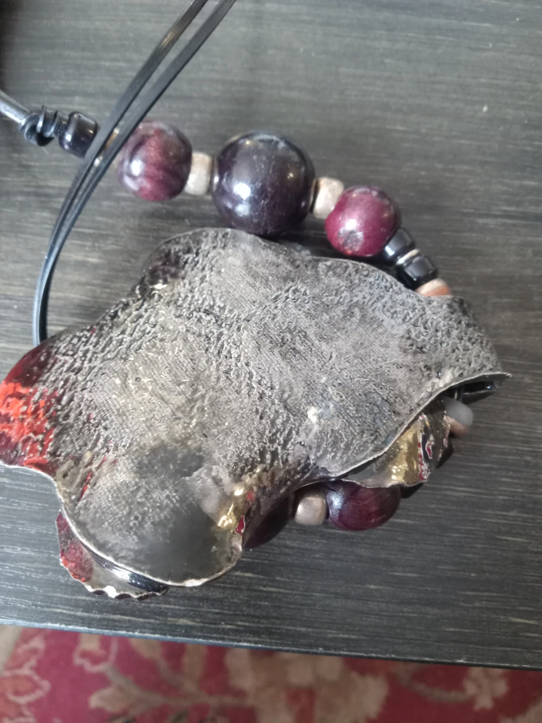 Handmade Pendant Necklace with Wooden Beads - photo 4