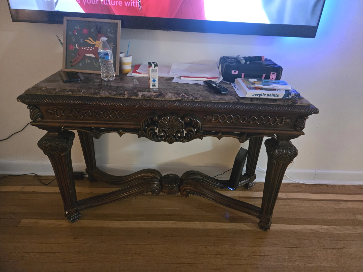 Antique Marble Top Console Table - photo 2