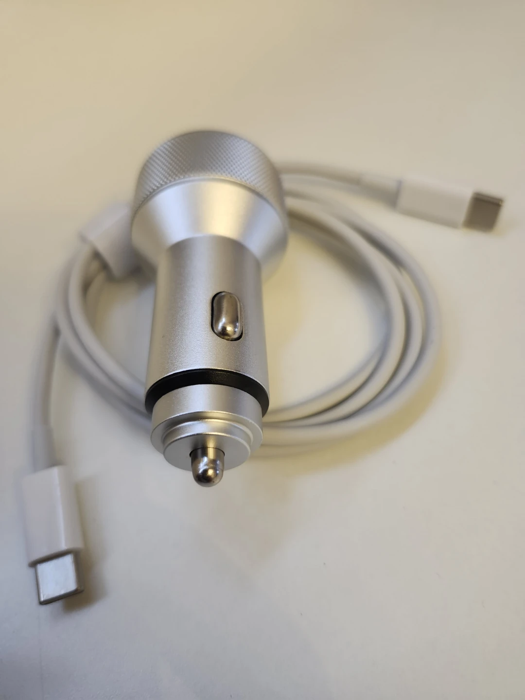 Silver USB-C Car Charger with QC and PD Ports - photo 3