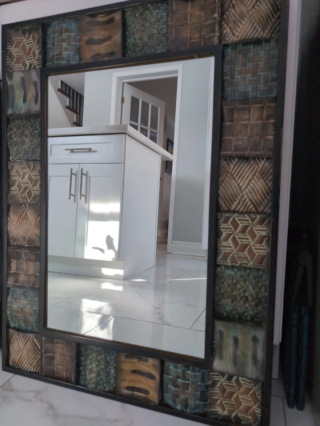 Decorative Wall Mirror with Textured Frame