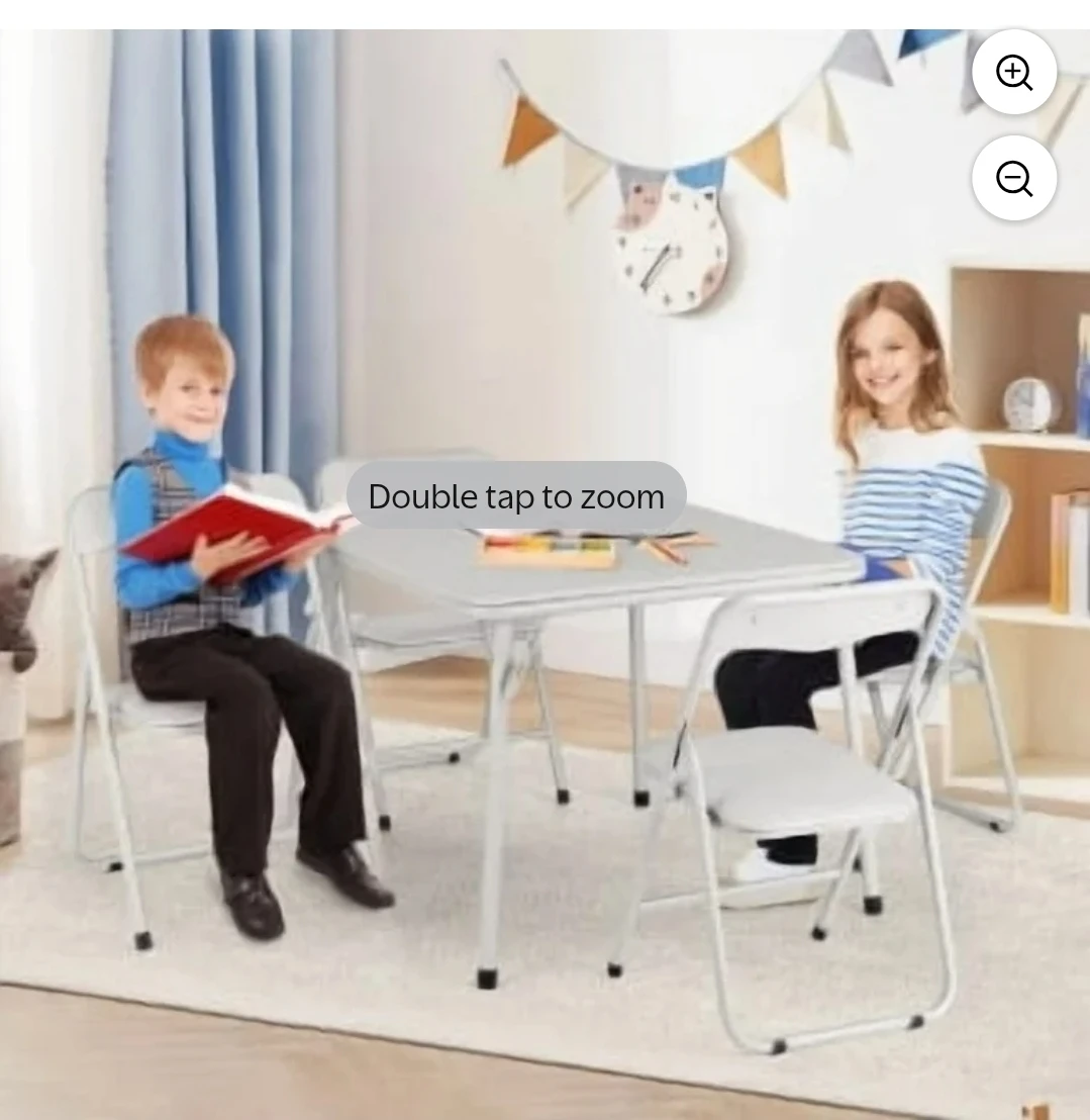 Kids Folding Table & 4 Chairs Set - White - photo 2