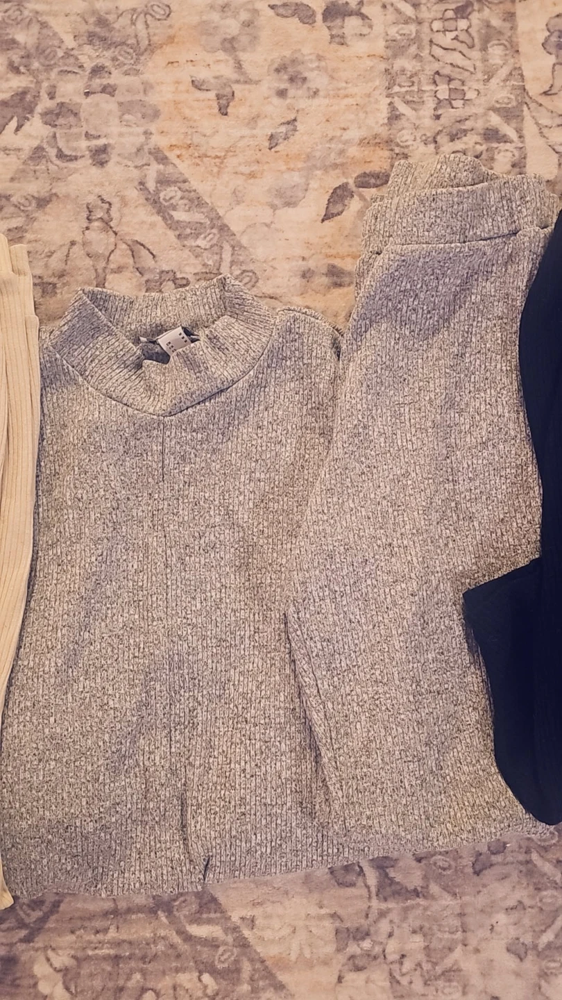 Ribbed Knit Set - Black, Grey, Cream Size M - photo 3