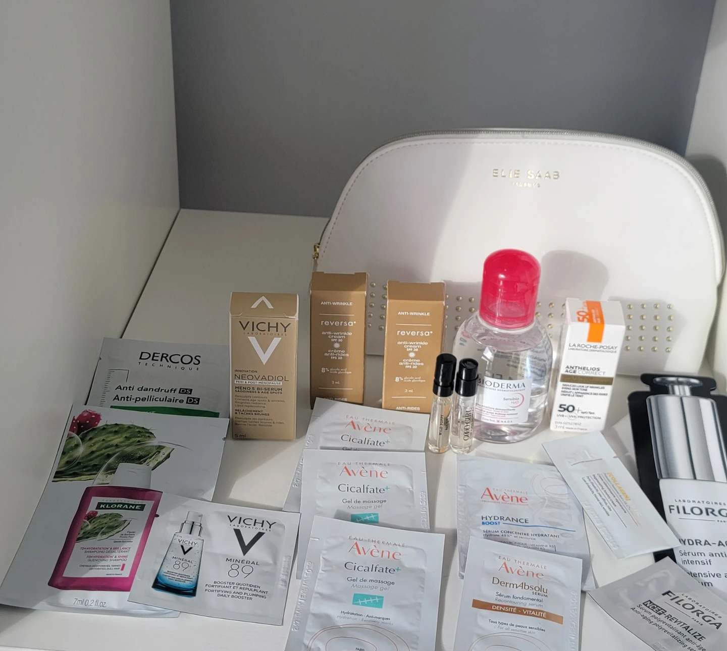 Elie Saab Cosmetics Bag with Skincare Samples