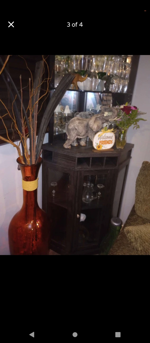 Corner Bar Cabinet with Wine Rack and Glass Holder