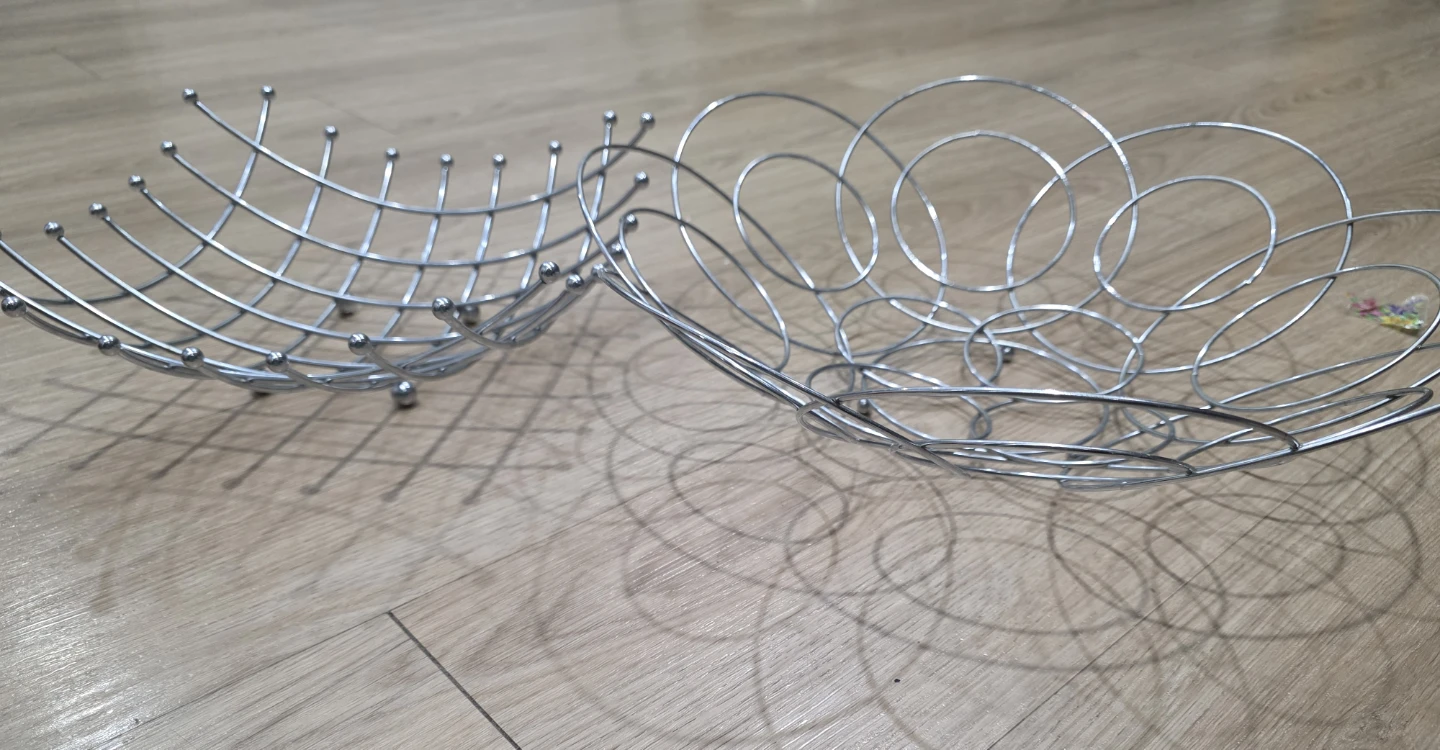 Two Silver Wire Fruit Baskets - photo 2