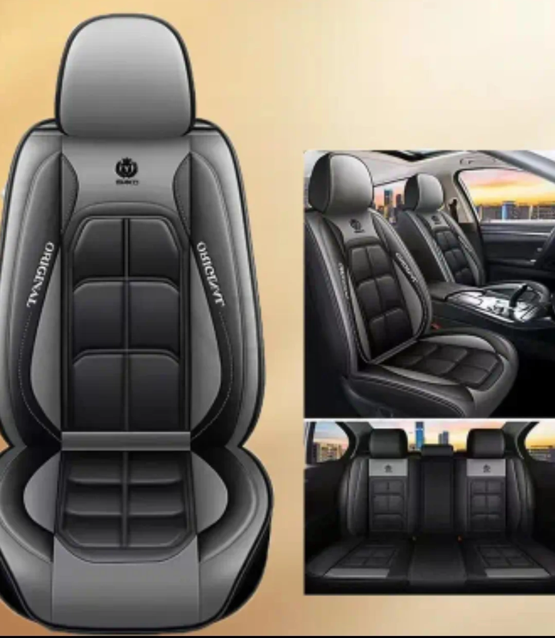 Black & Gray Car Seat Covers - Full Set - photo 3