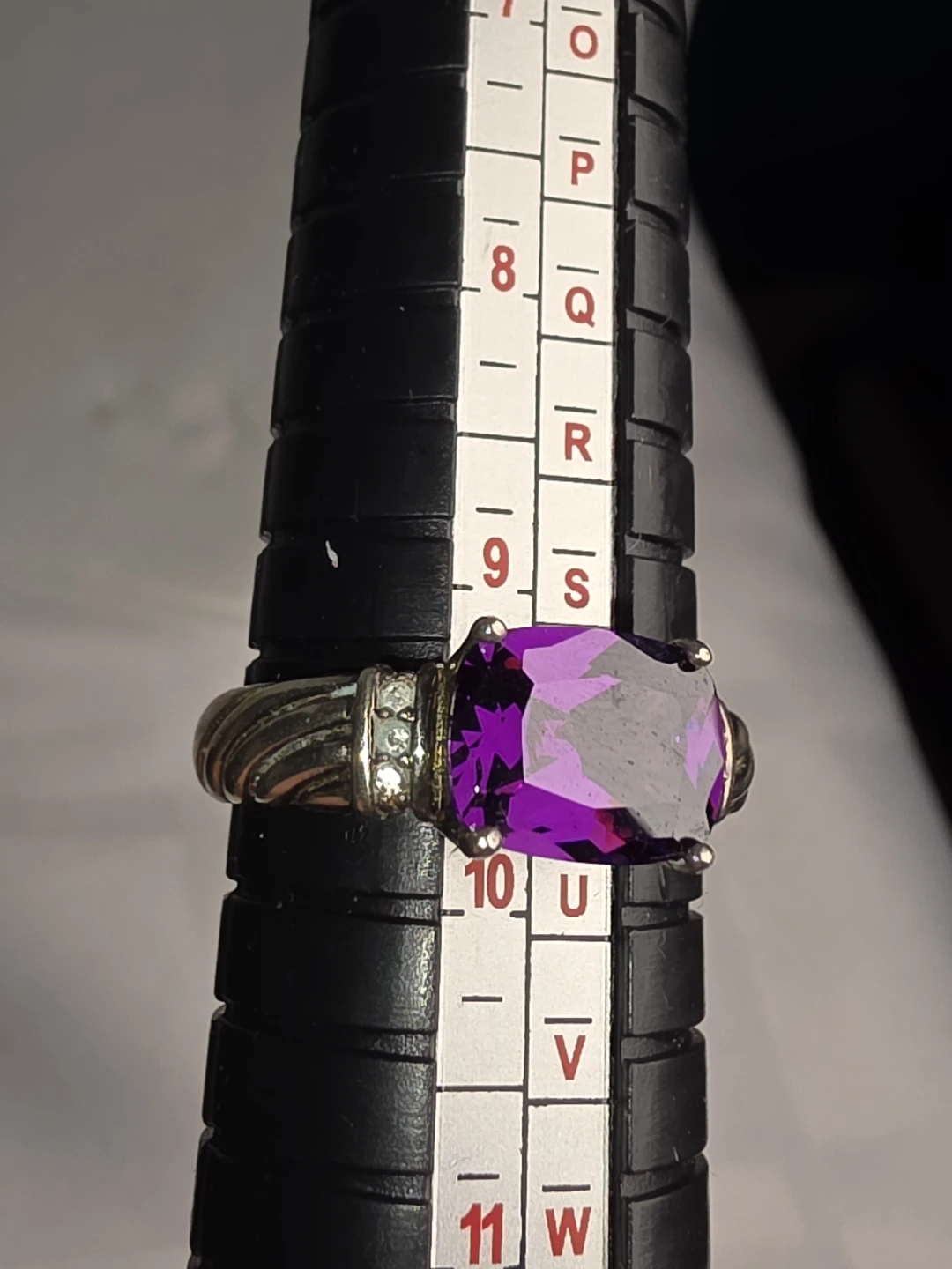 AVON Amethyst Ring with Accent Stones - Size 9.5
