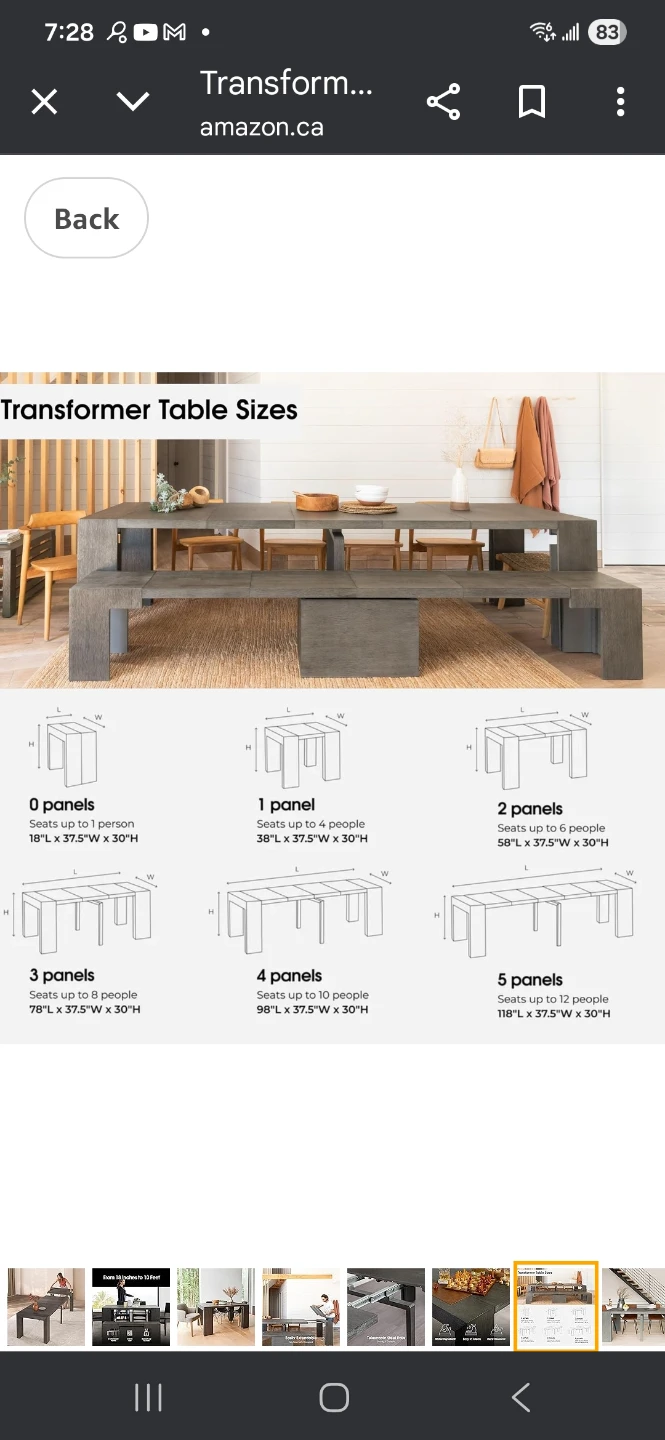 Transformer Table Extendable Dining Table with bench - photo 5