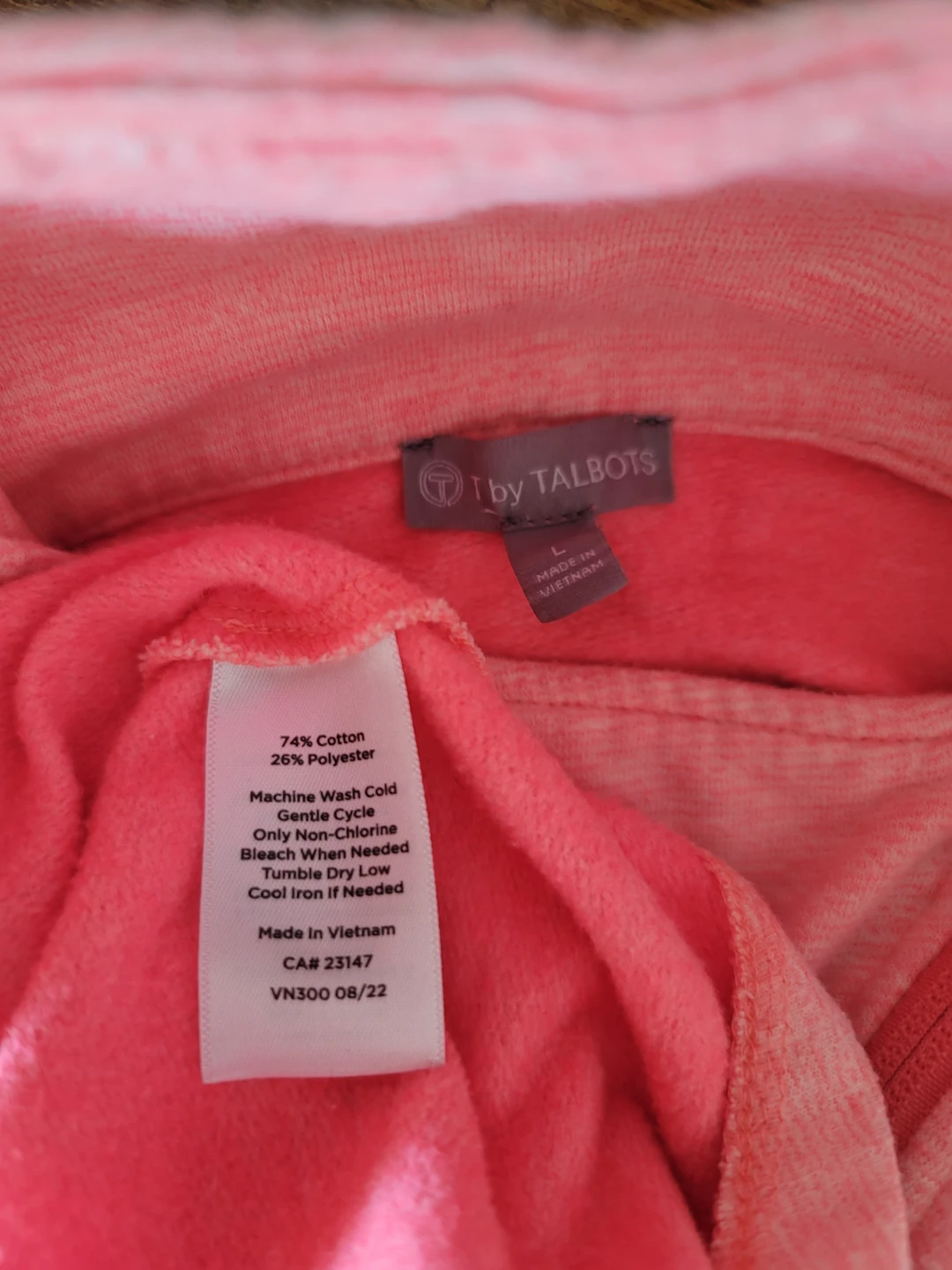 Talbots coral Full Zip Jacket - Size L Cotton Athliesure - photo 2