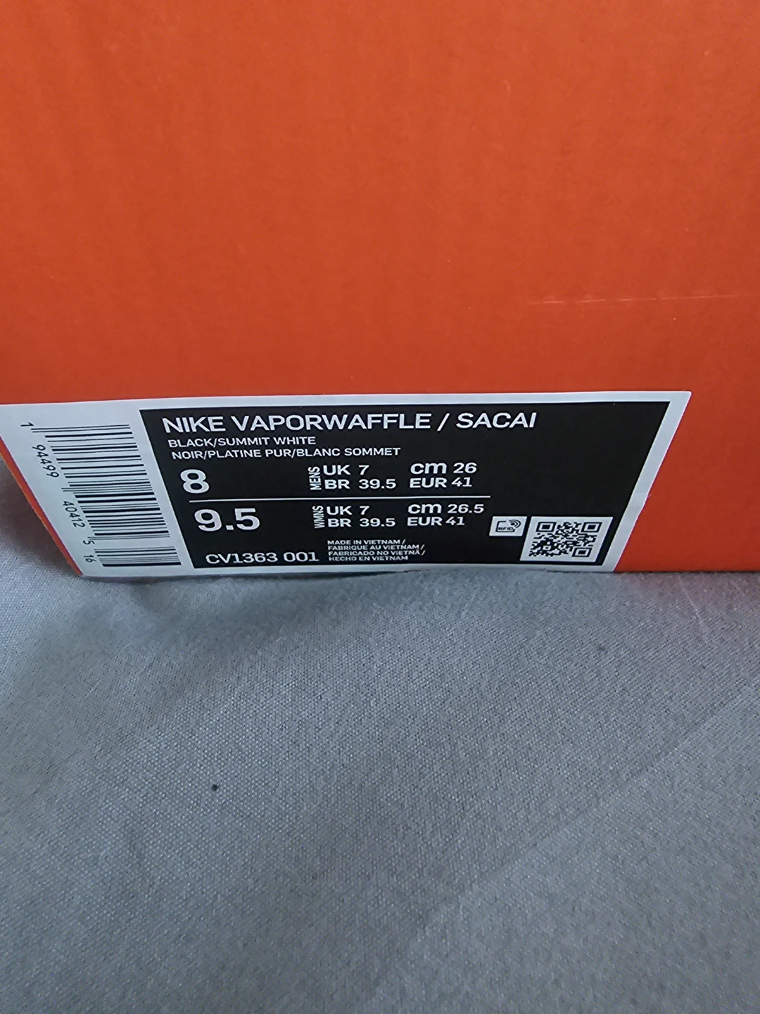 Nike Vaporwaffle Sacai Black/Summit White, US 8 - photo 4