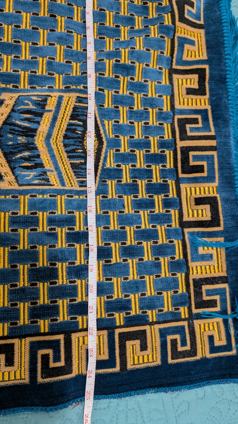 Vintage Turkish Prayer Rug - Blue & Gold, 25x37" - photo 2