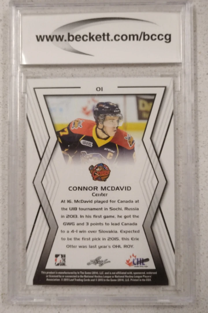 Connor McDavid Hockey Card - BCCG 10 Mint 🥕 - photo 2