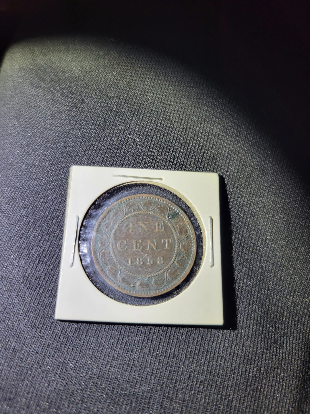 1858 Canadian One Cent Coin "Broken Stem"