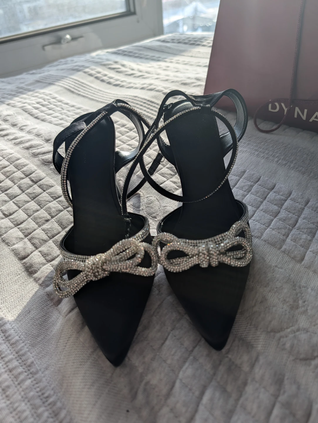 Black & Silver heels size 8