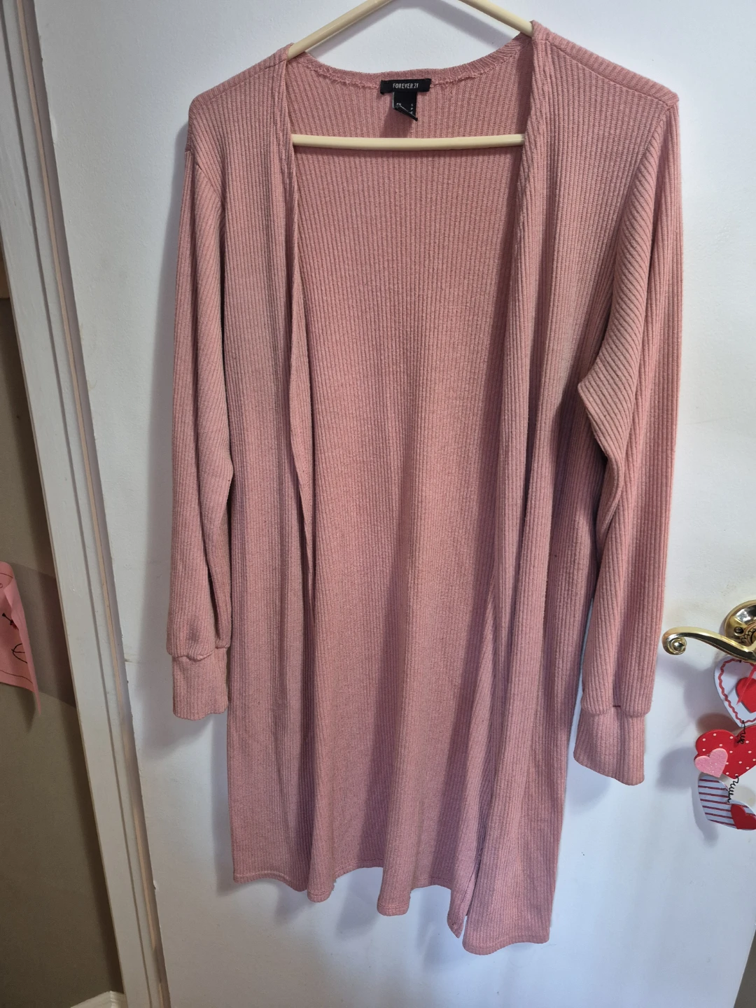 Forever 21 Pink Ribbed Cardigan Sweater