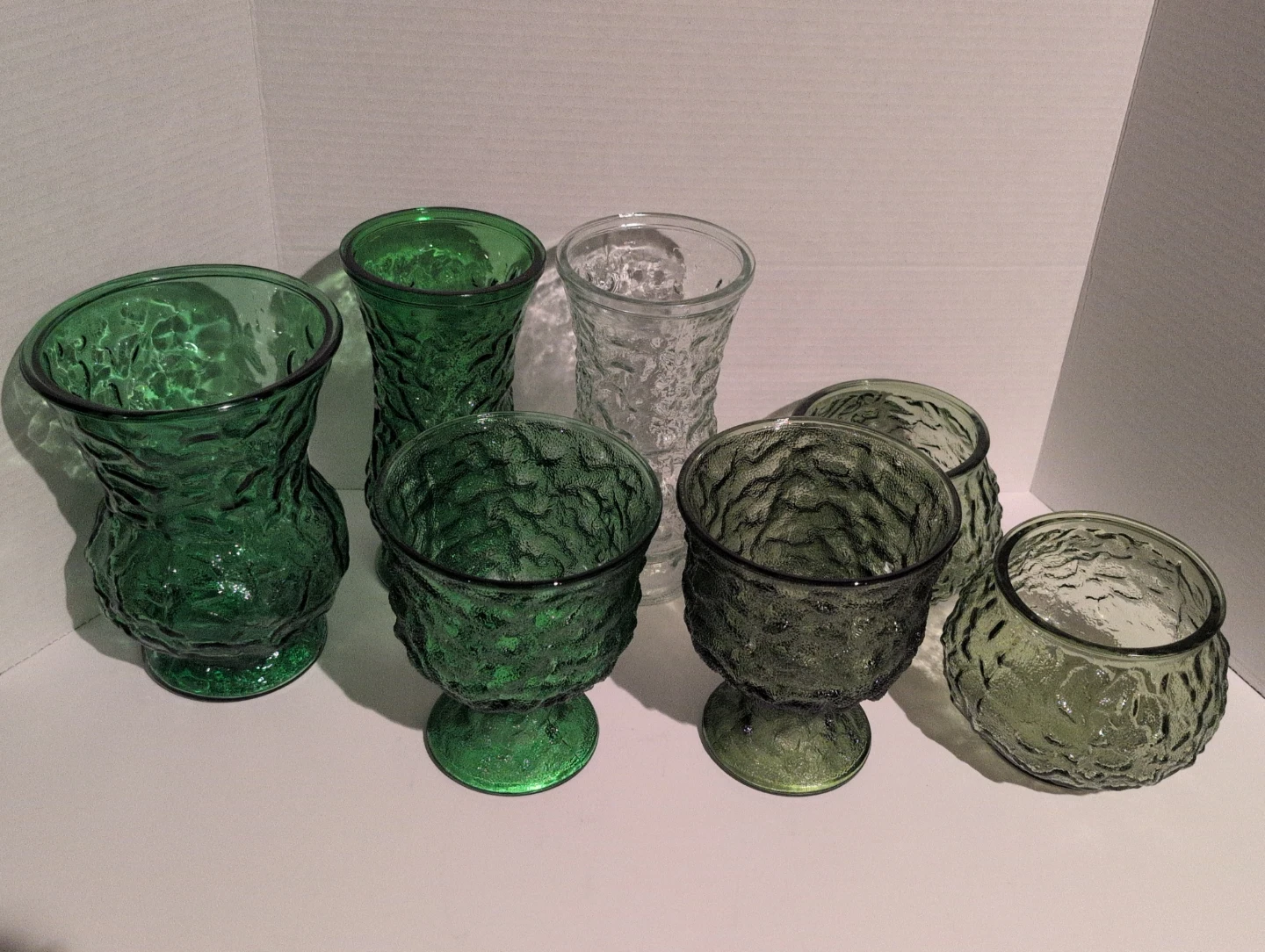 7 Vintage EO Brody Crinkle Glass Vase