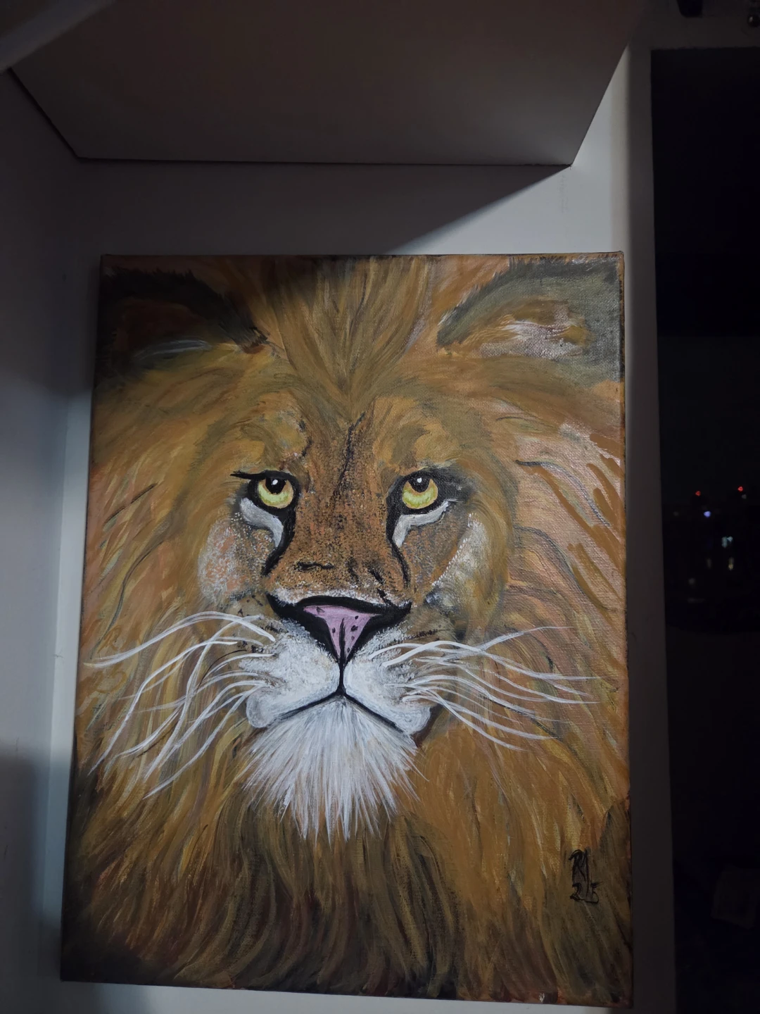Lion hand painted canva