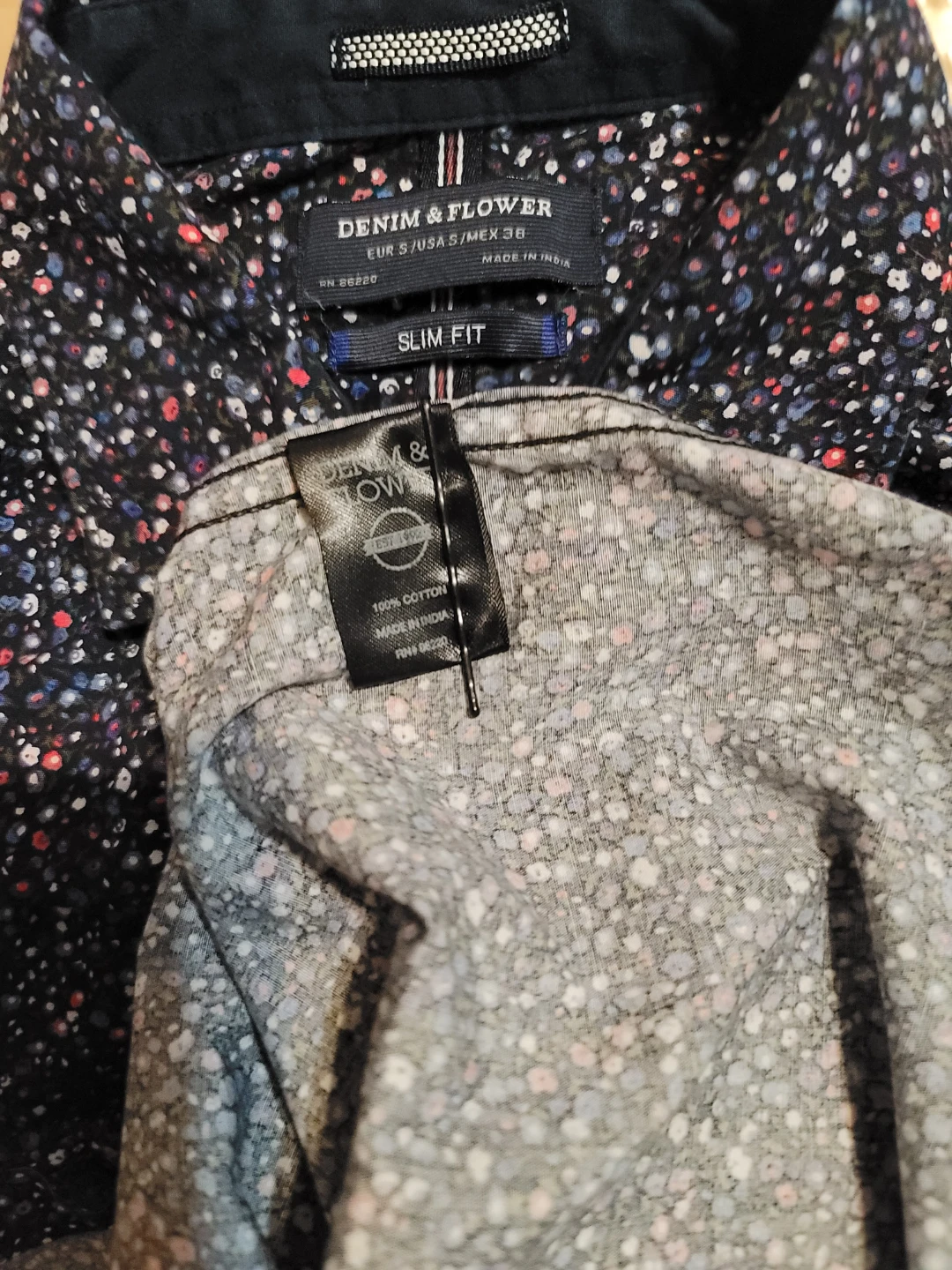 Denim & Flower Multicolor Floral Button Shirt Navy EUC Sz Sm - photo 2