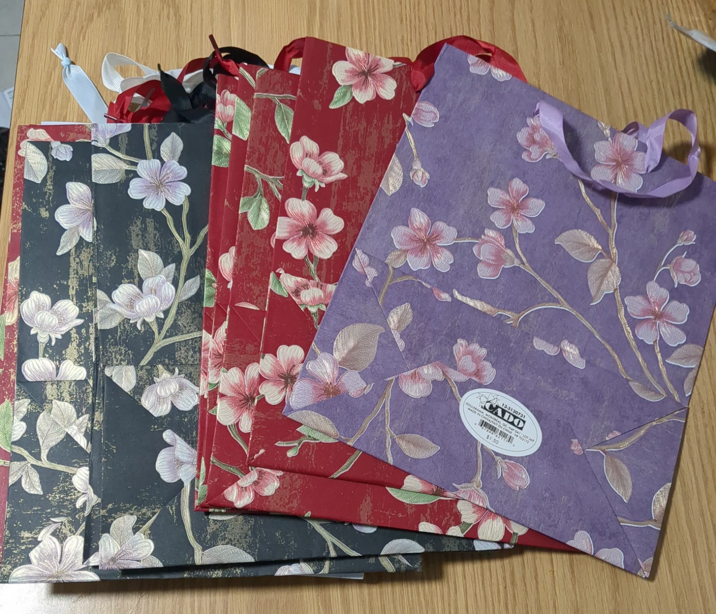 Floral Gift Bags - Set of 4