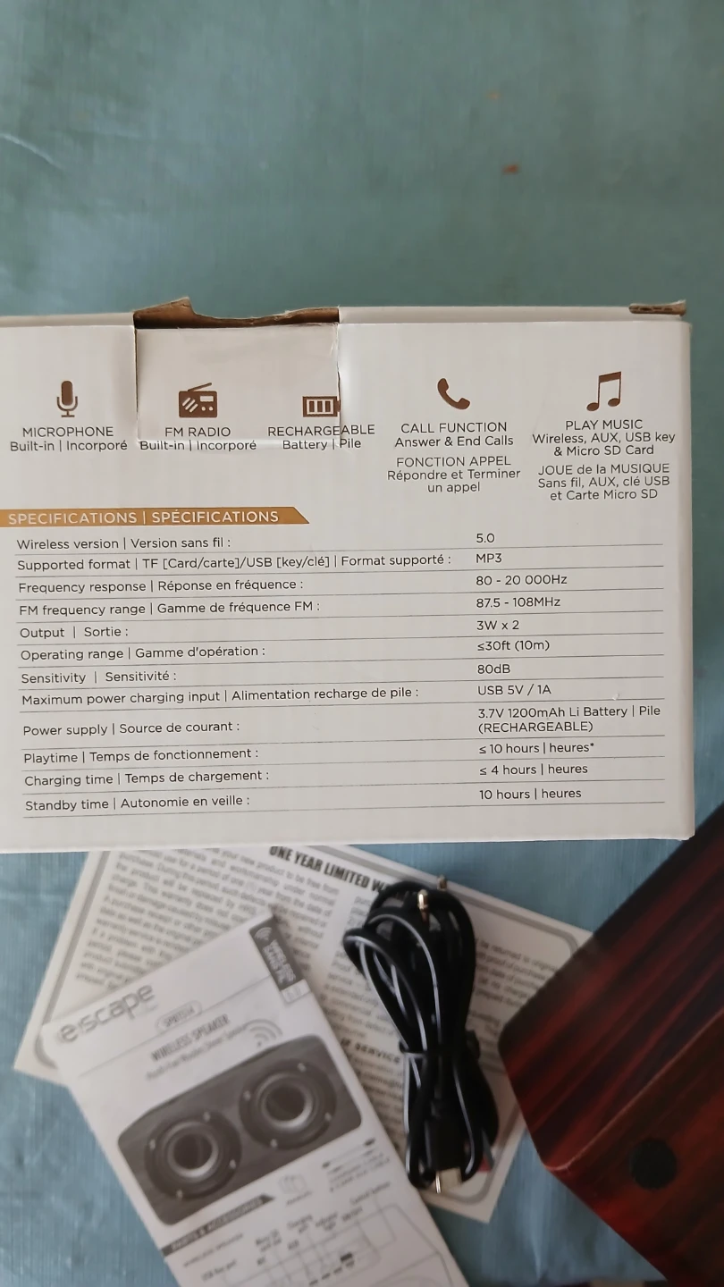 Escape Classic Wooden Wireless Stereo Speaker - New! - photo 4