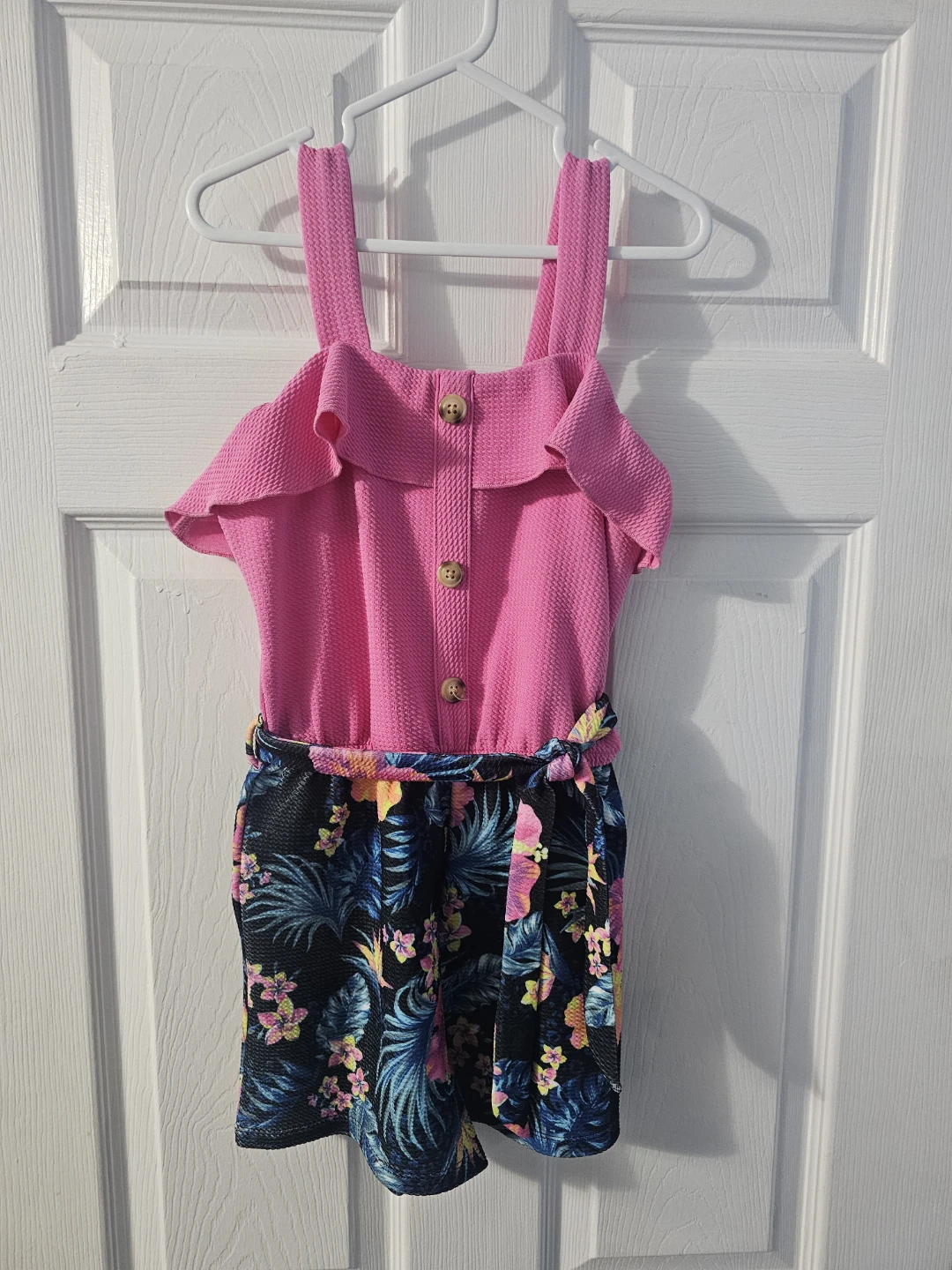 Girls' Pink and Floral Romper