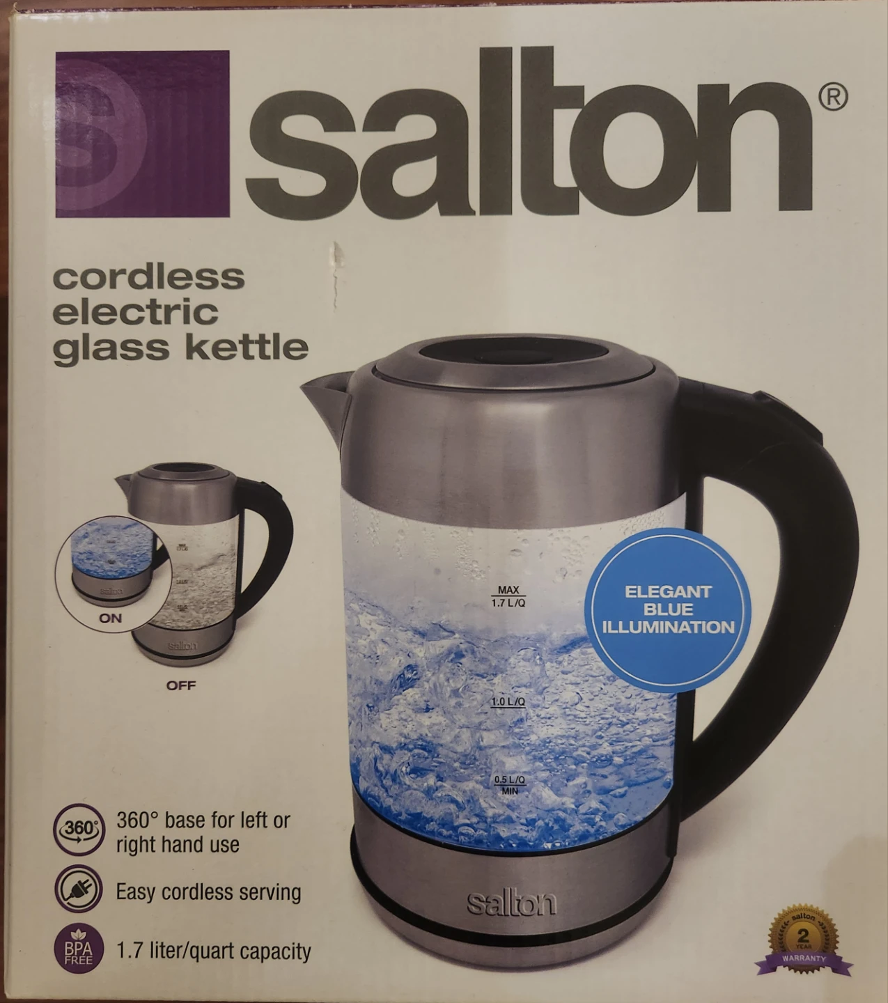 Brand New Salton Cordless Electric Glass Kettle