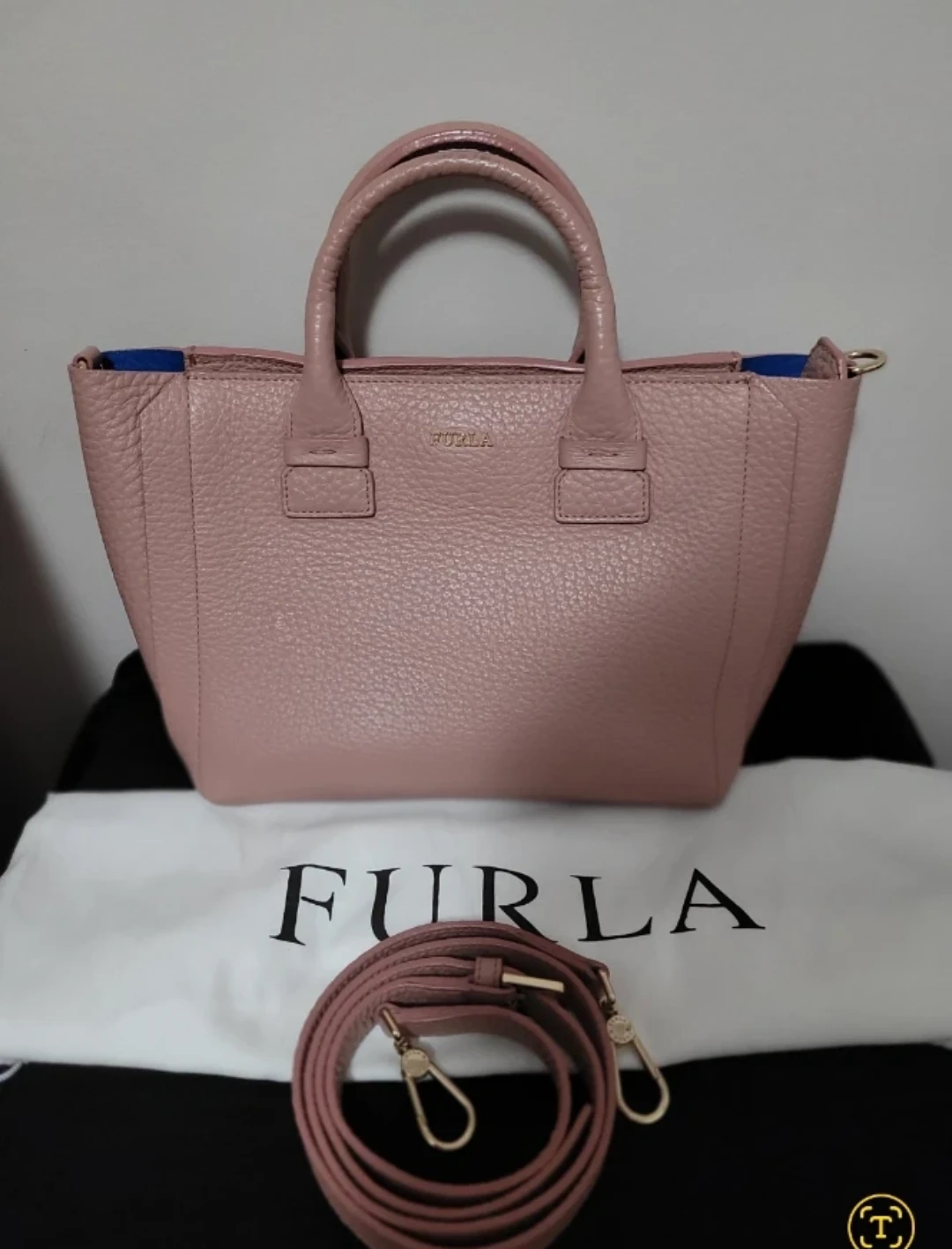 Furla peach Leather 2 way bag