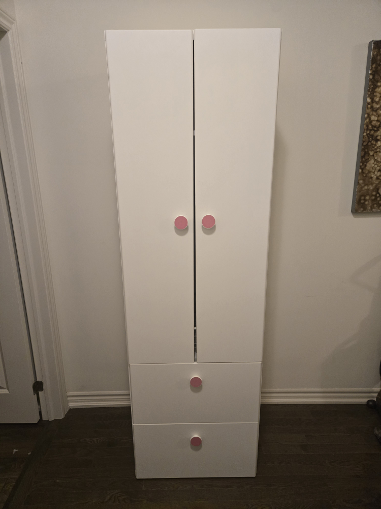 White Wardrobe with Pink Knobs - photo 2