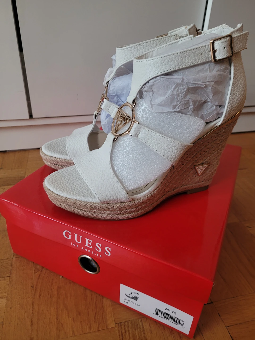 Guess Wedge Sandals - White