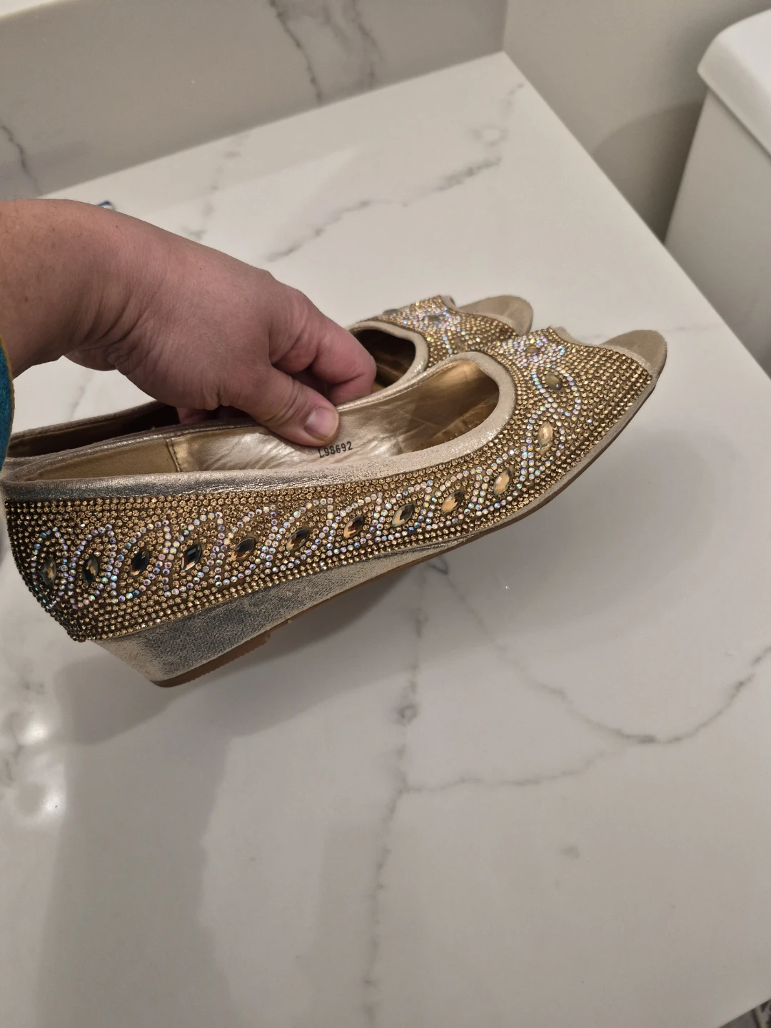 Gold Embellished Flats - Size 8 - photo 5