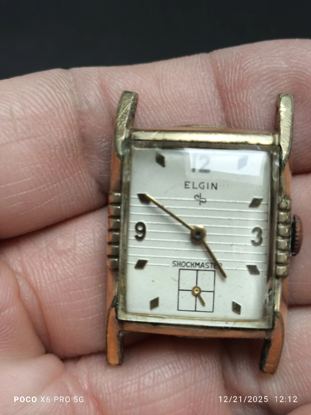 Elgin Shockmaster Watch - 10K RGP Bezel Stainless Steel Back