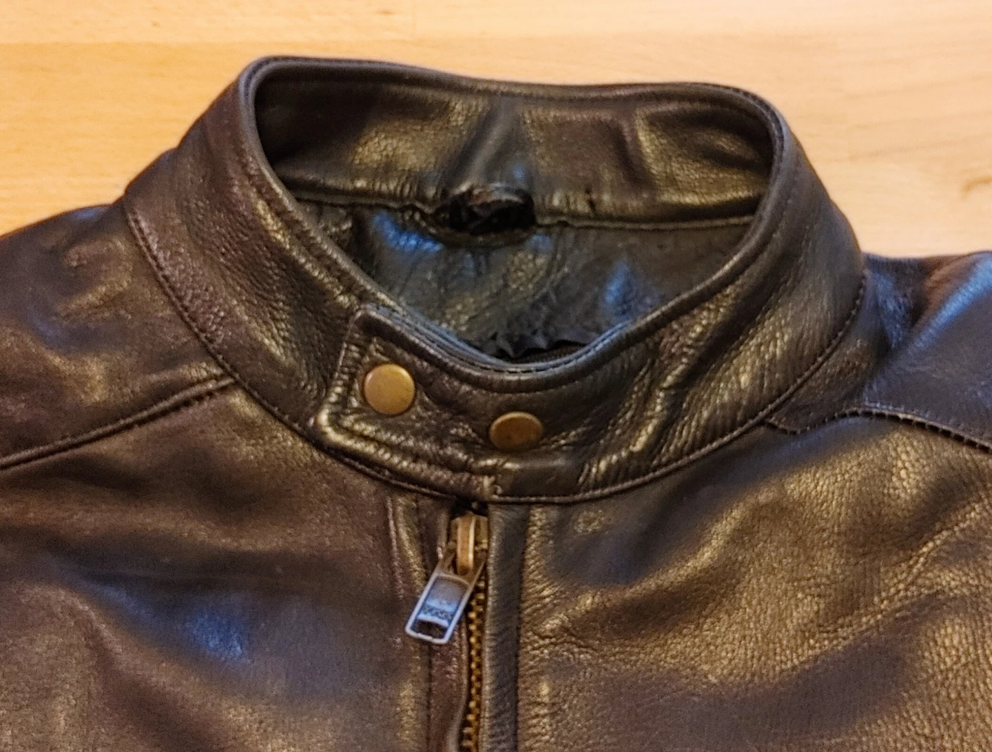 Men's heavy leather motorcycle jacket - photo 3