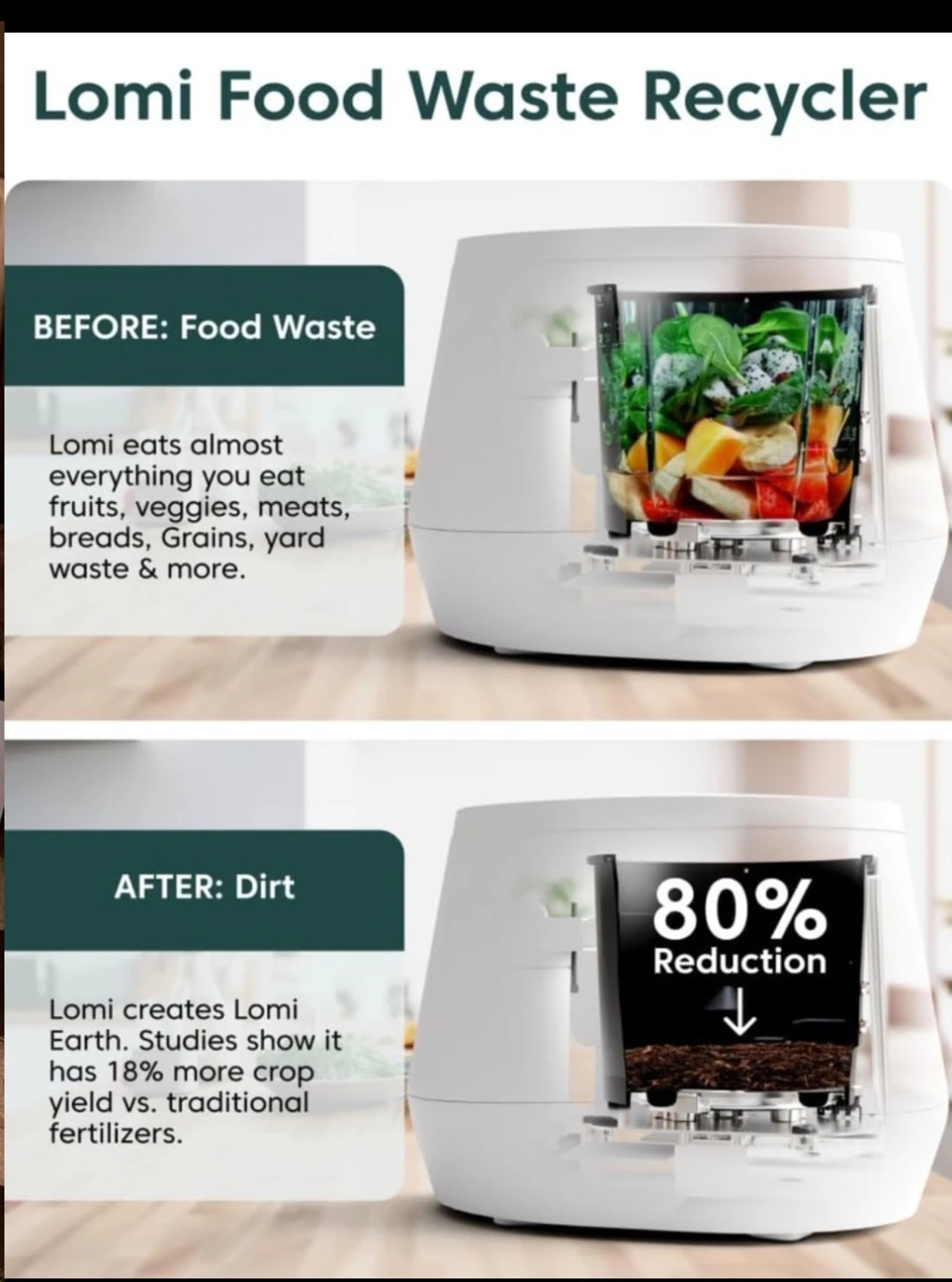 Lomi Smart Waste™ Electric Kitchen Composter Odor Free 3L Bucket - photo 3