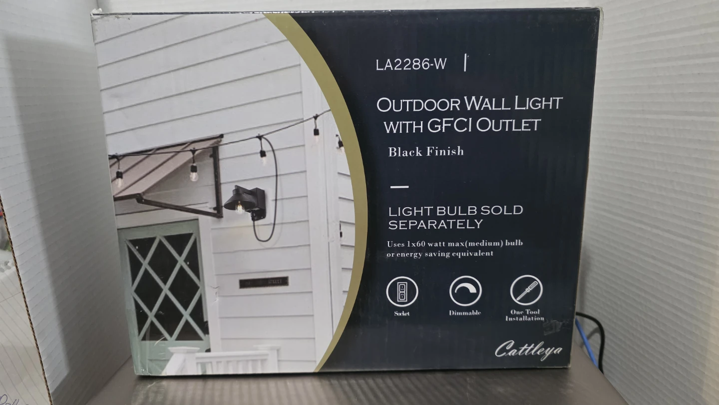 Cattleya Outdoor Wall Light with GFCI Outlet BNIB