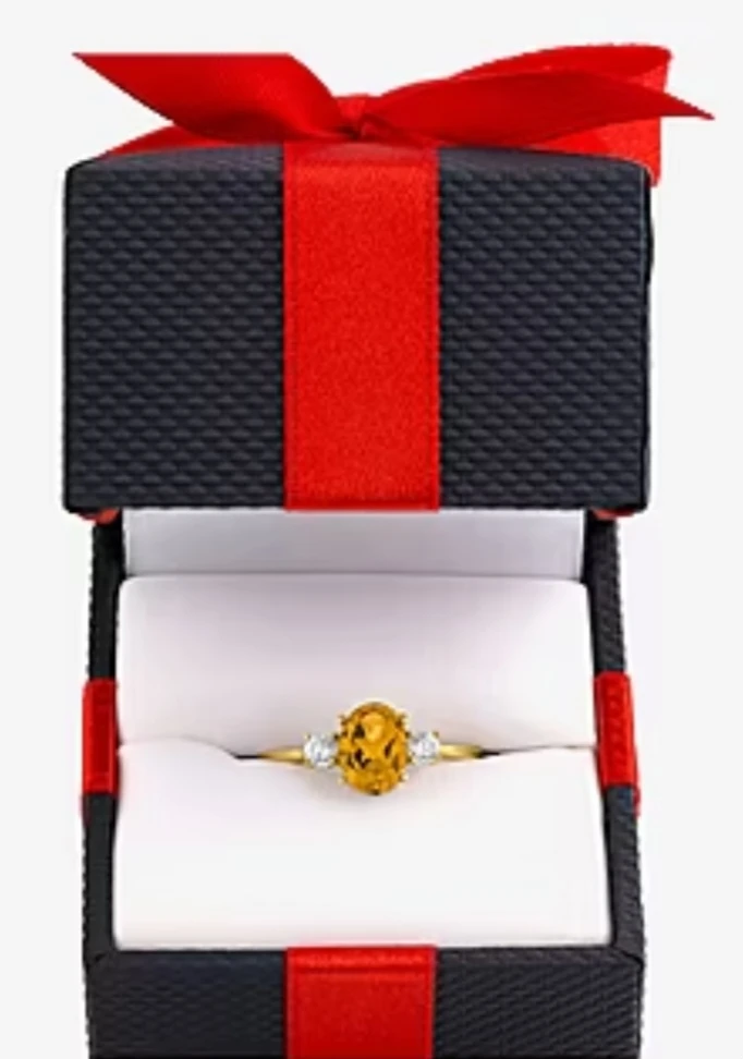 Genuine solid 10k Gold Citrine Cocktail Ring Size 7