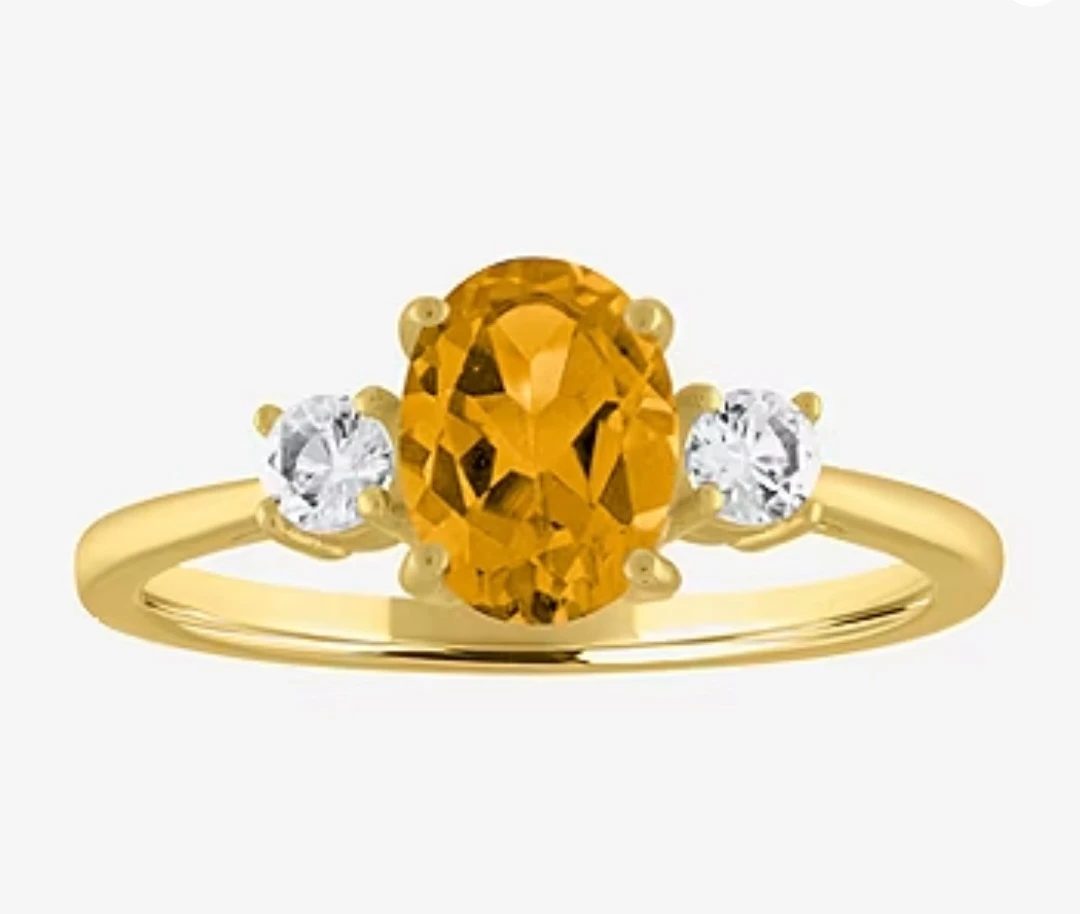 Genuine solid 10k Gold Citrine Cocktail Ring Size 7 - photo 2