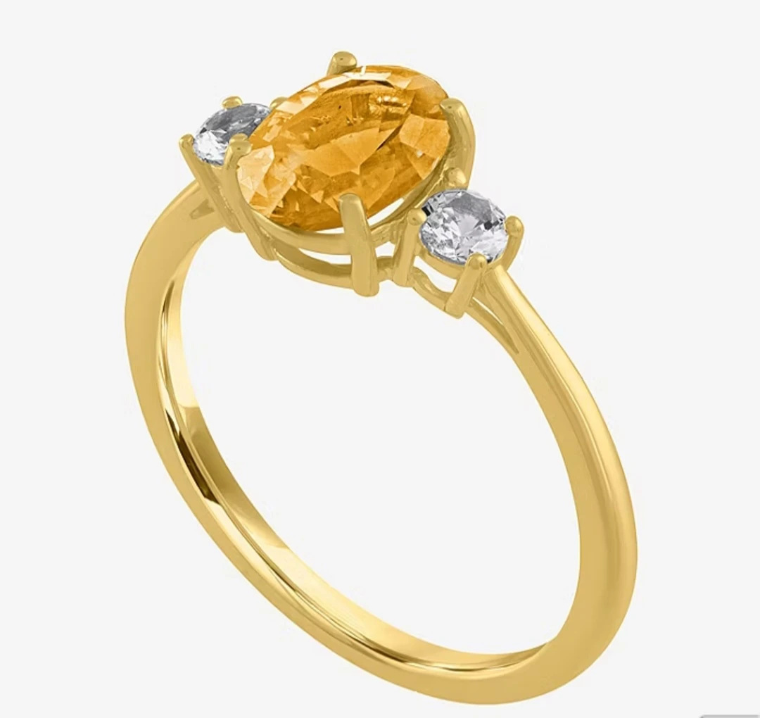 Genuine solid 10k Gold Citrine Cocktail Ring Size 7 - photo 3