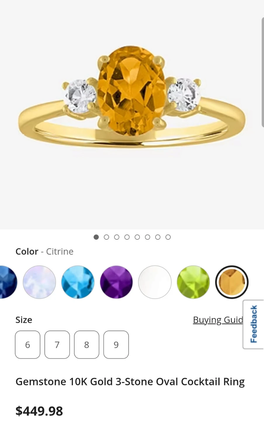 Genuine solid 10k Gold Citrine Cocktail Ring Size 7 - photo 4