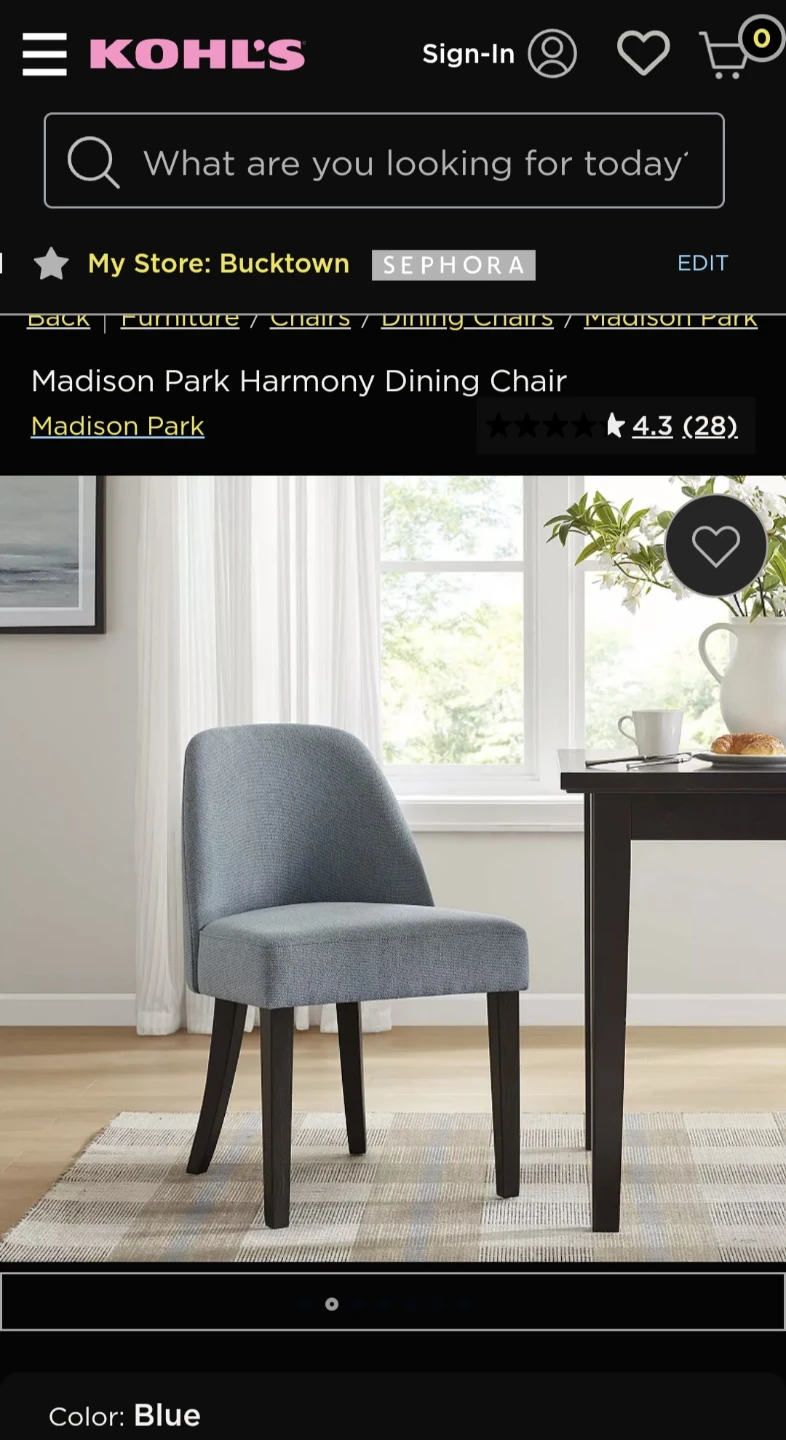 (4) Madison Park Harmony Dining Chair - Blue