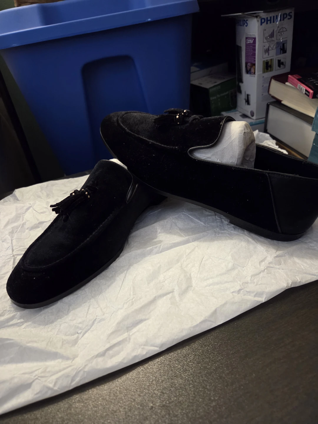 Black Velvet Tassel Loafers - photo 3