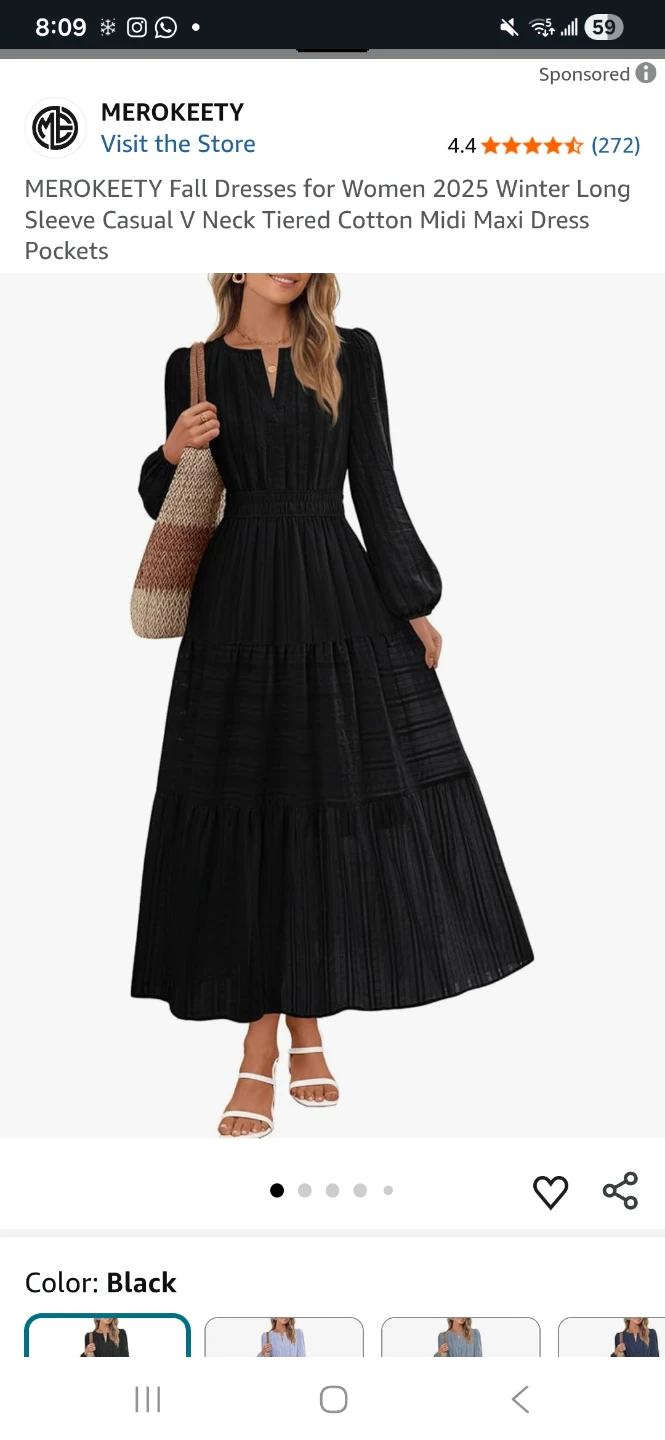 BTFBM Black Long Sleeve Dress - Size M