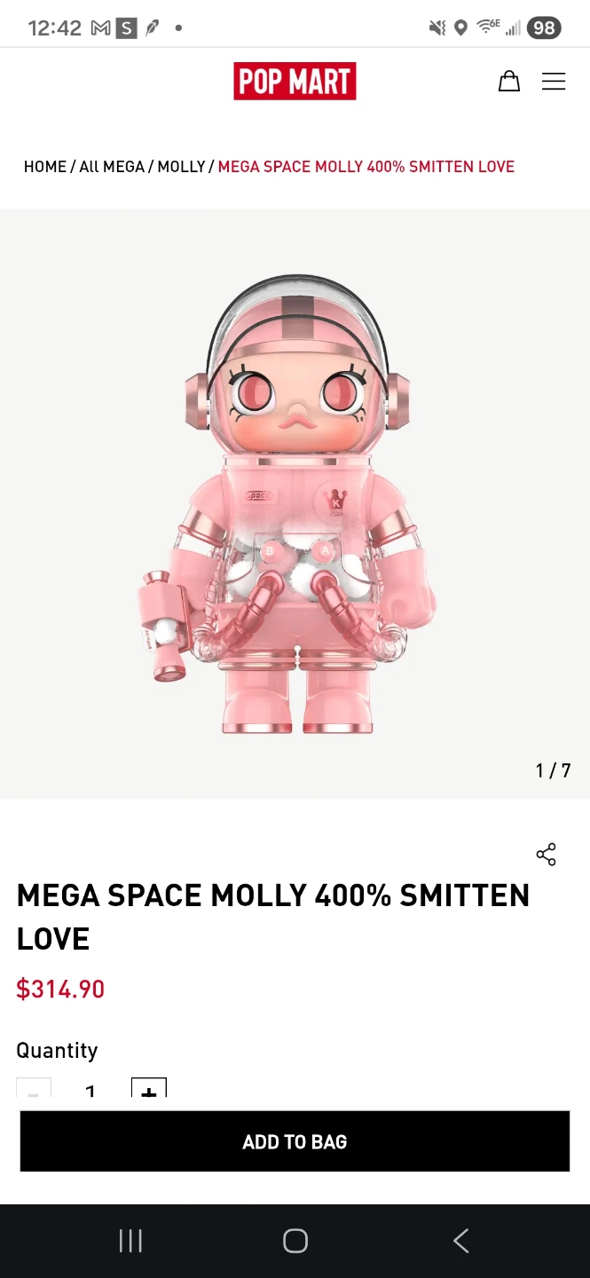 POP MART MEGA Space Molly 400% Smitten Love