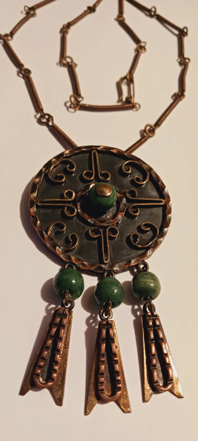 1950s Casa Maya Mexico Vintage Mayan Copper Pendant Necklace - photo 3