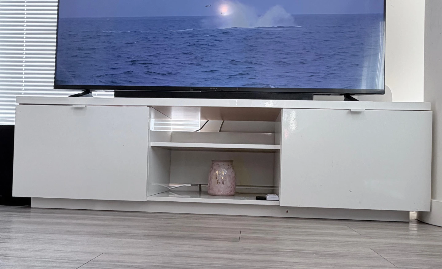 White Media Console with Storage - photo 2