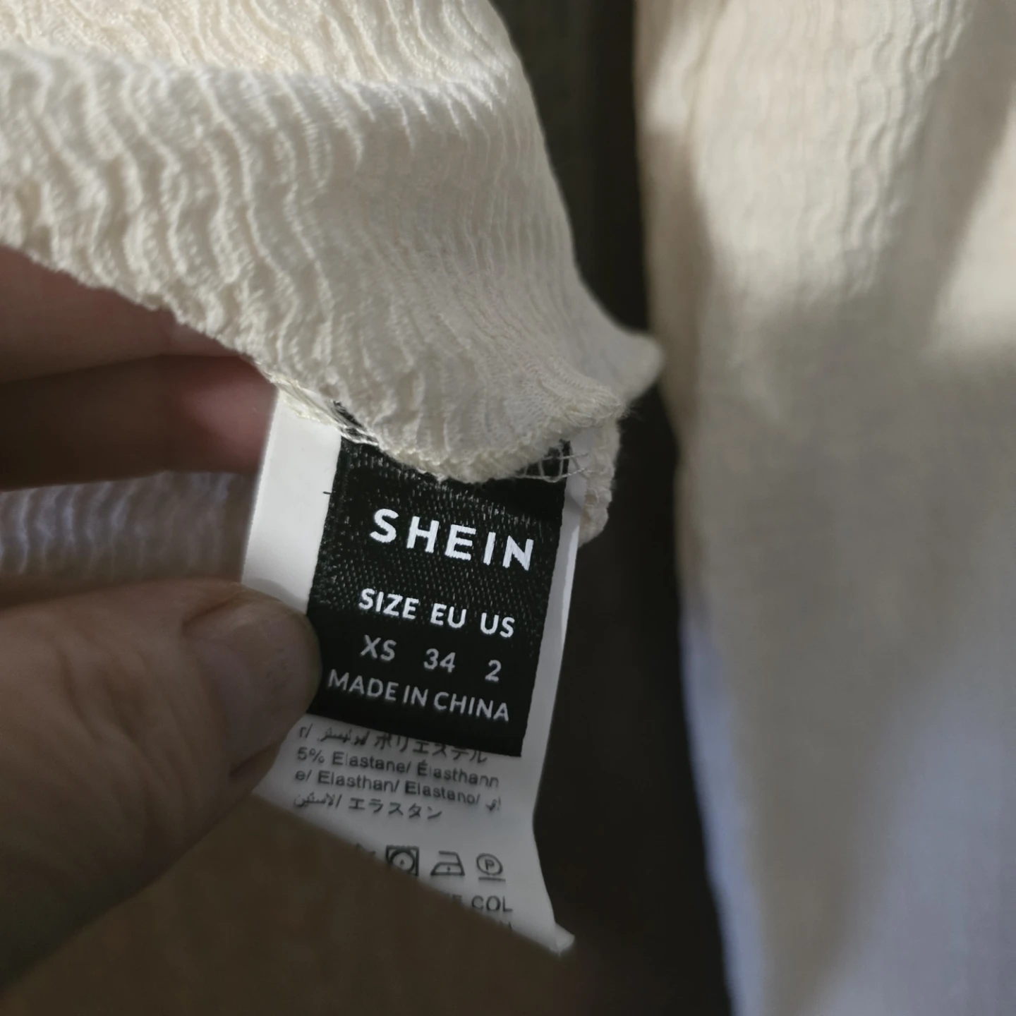 SHEIN White Textured Long Sleeve Cropped Top - photo 2