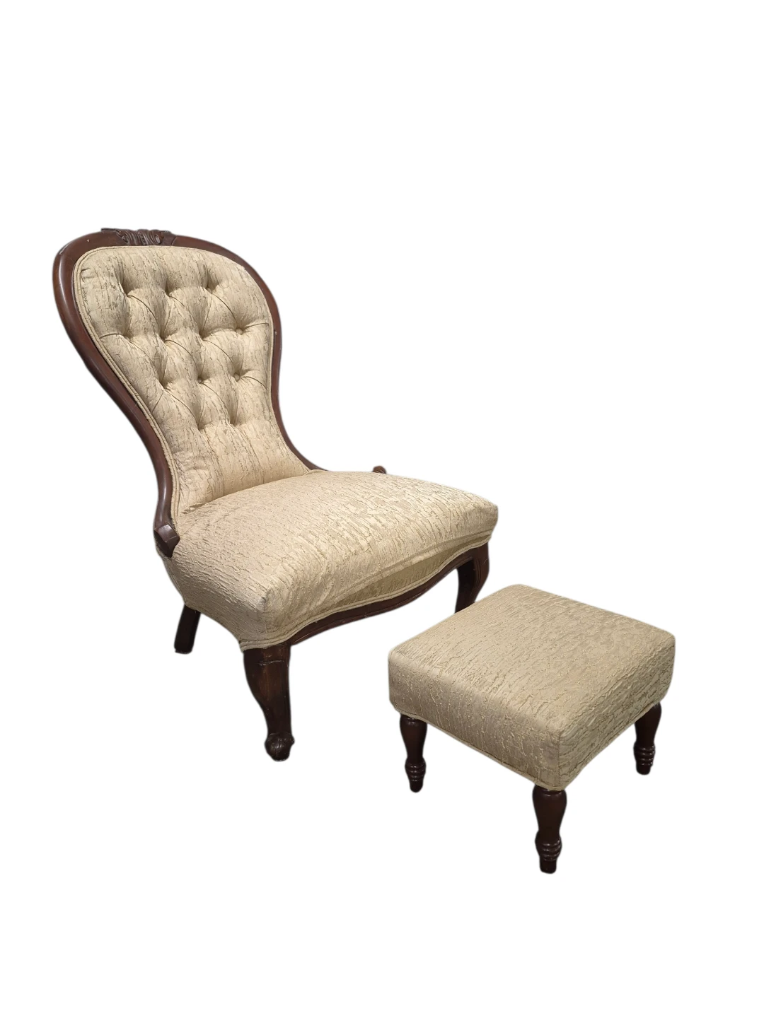 Vintage Accent Chair and Ottoman Set