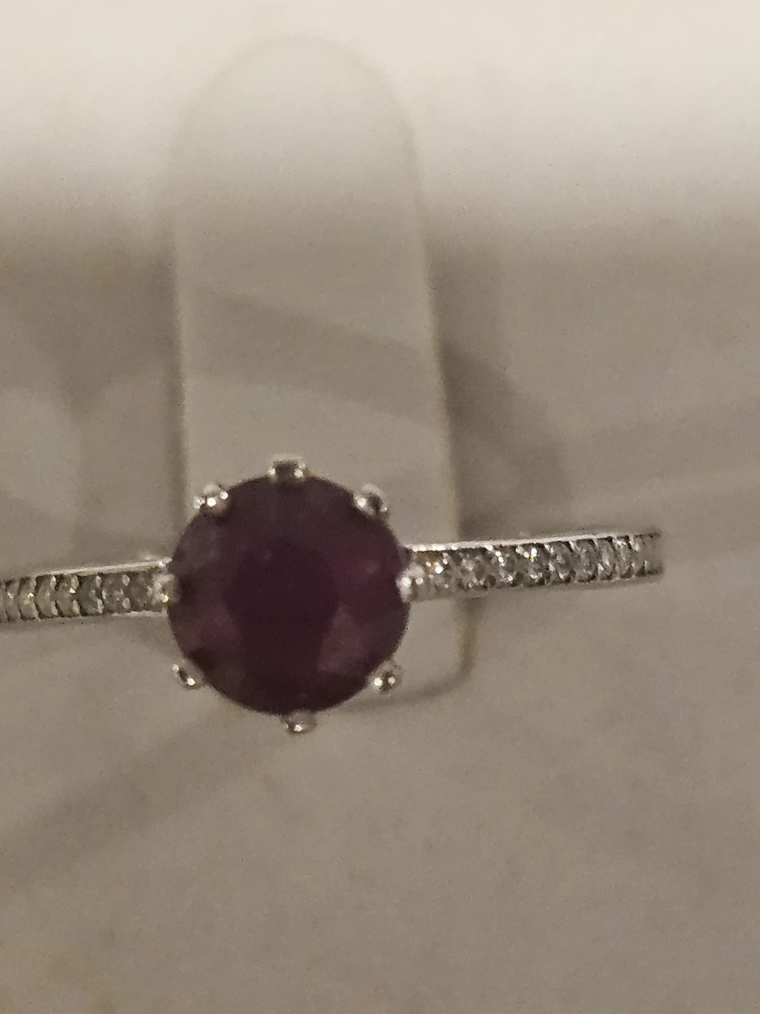 Ruby 925 Sterling Silver Ring Decorated wirh Simulated Diamonds